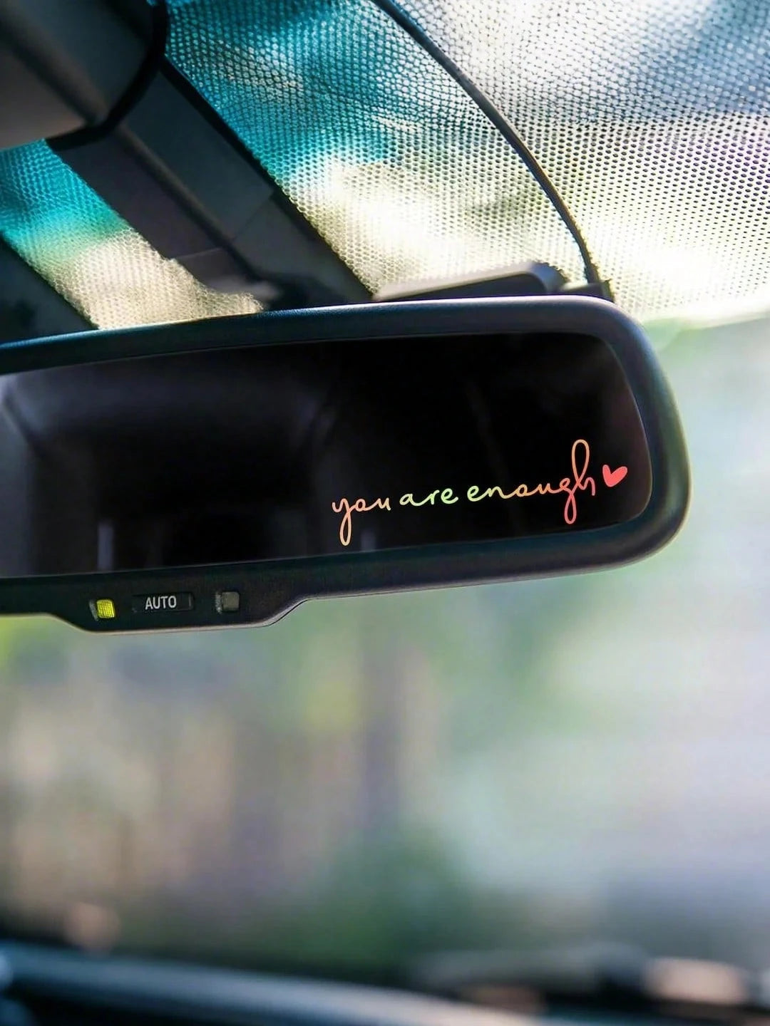 1pc "You Are Enough" Inspiring Decal Sticker, Female Driver Essential, Personalized Car Rearview Mirror Decoration