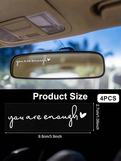 1pc "You Are Enough" Inspiring Decal Sticker, Female Driver Essential, Personalized Car Rearview Mirror Decoration