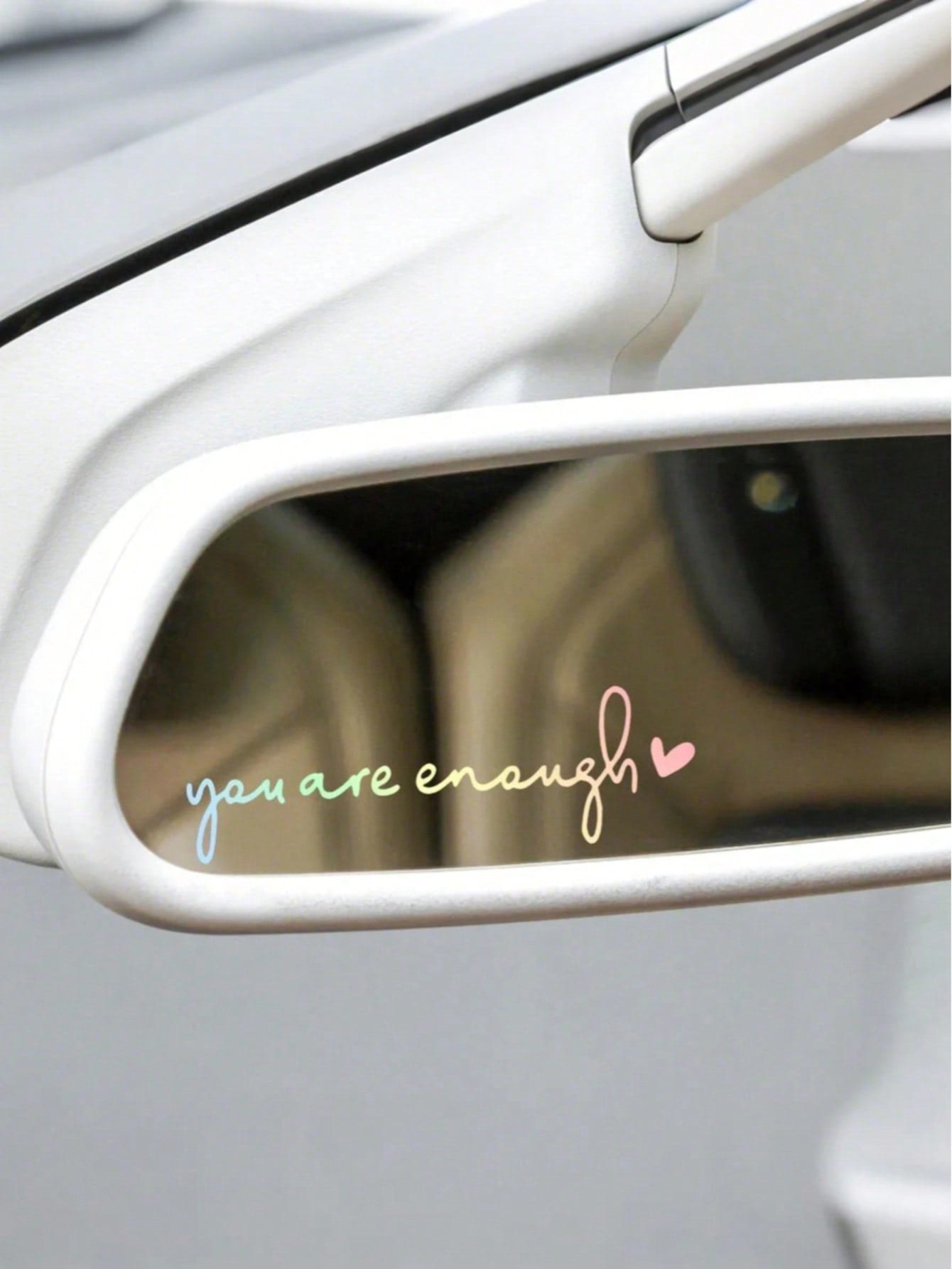 1pc "You Are Enough" Inspiring Decal Sticker, Female Driver Essential, Personalized Car Rearview Mirror Decoration