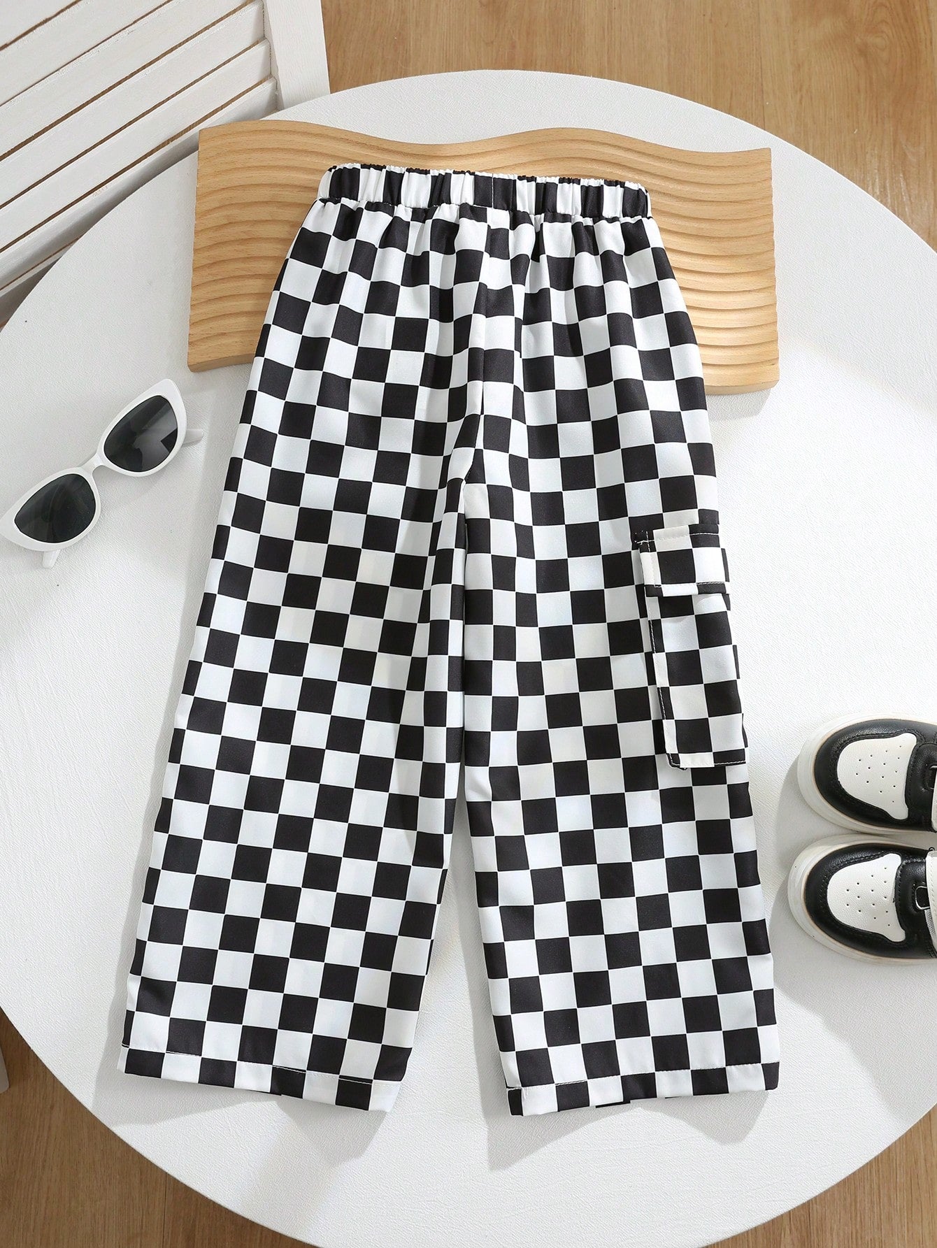 1pc Young Boys' Casual Checkered Print Straight Leg Pants,Back-To-School Comfortable Streetwear For Daily Wear,Outings,Spring/Summer/Autumn/Winter