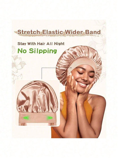 1pcs Satin Hair Bonnet & Sleep Mask Set, Soft Silk Night Hair Cap Eye Mask Bundle