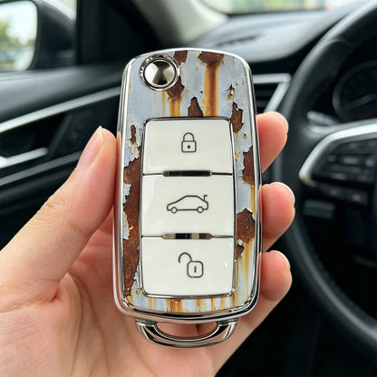 1pieza Car Key Case-Lovely Print,Suitable For Jetta Mk6, Polo Mk5, Golf Mk6, Tiguan Mk1, Passat B7, Passat NMS, Caddy Mk3, Beetle, Amarok, Touran Mk1. Advanced Soft-Touch, Does Not Block Signal, Unise