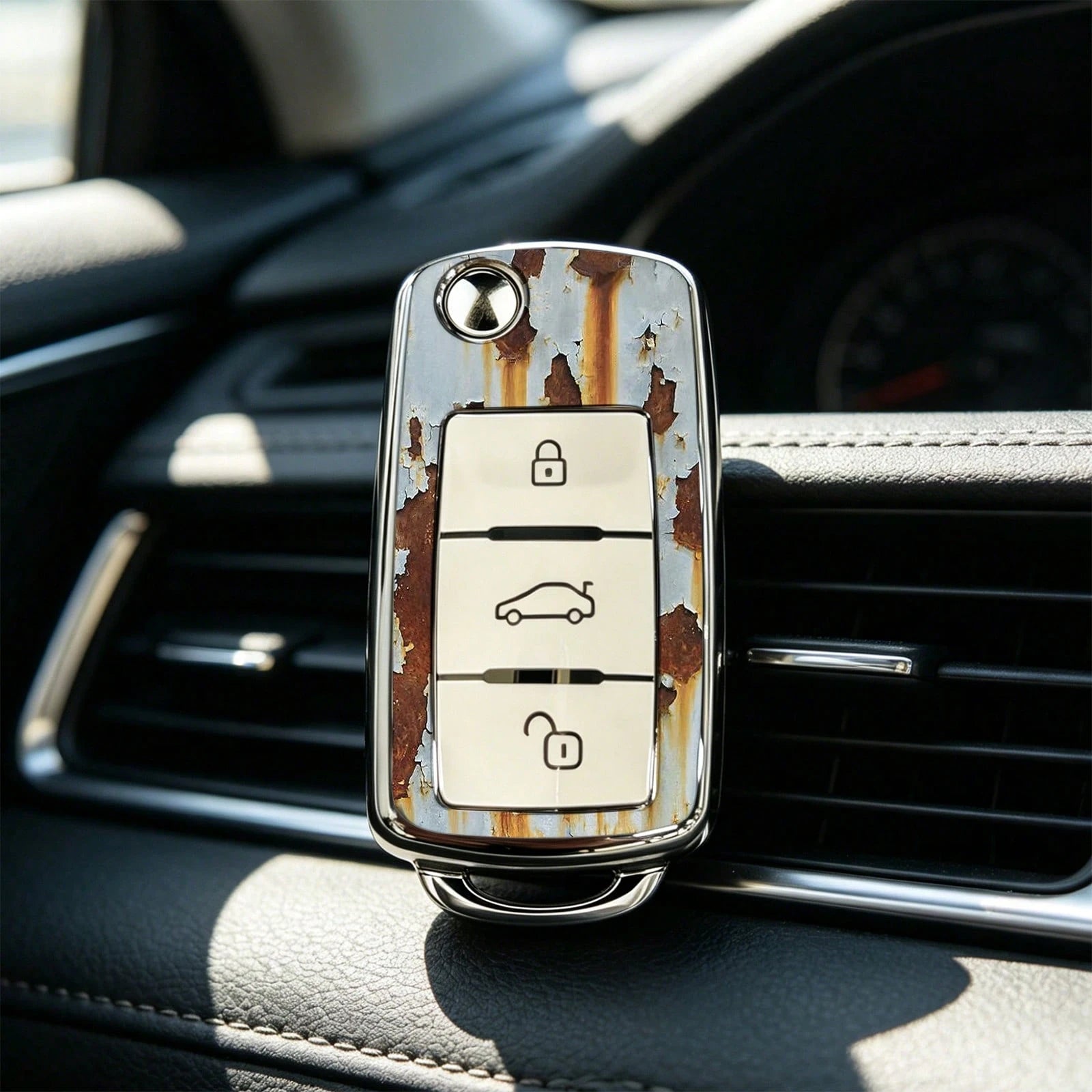 1pieza Car Key Case-Lovely Print,Suitable For Jetta Mk6, Polo Mk5, Golf Mk6, Tiguan Mk1, Passat B7, Passat NMS, Caddy Mk3, Beetle, Amarok, Touran Mk1. Advanced Soft-Touch, Does Not Block Signal, Unise