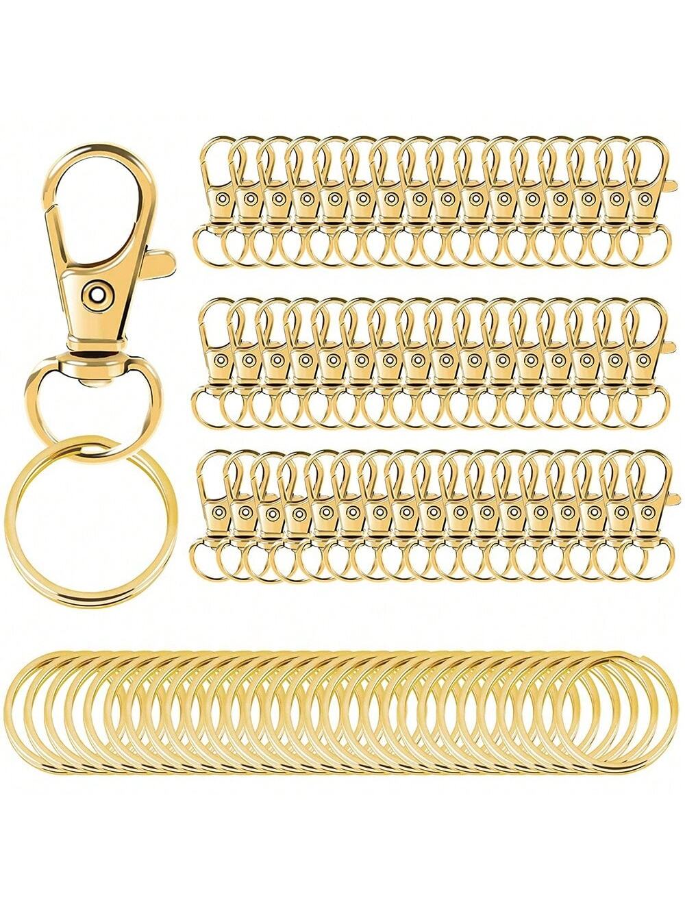 1set 100pcs Diy Accessories Keychain Lobster Clasp Rotating Buckle For Key Ring Pet Leash Purse Decoration Key Chain Charms Carabiner Clip