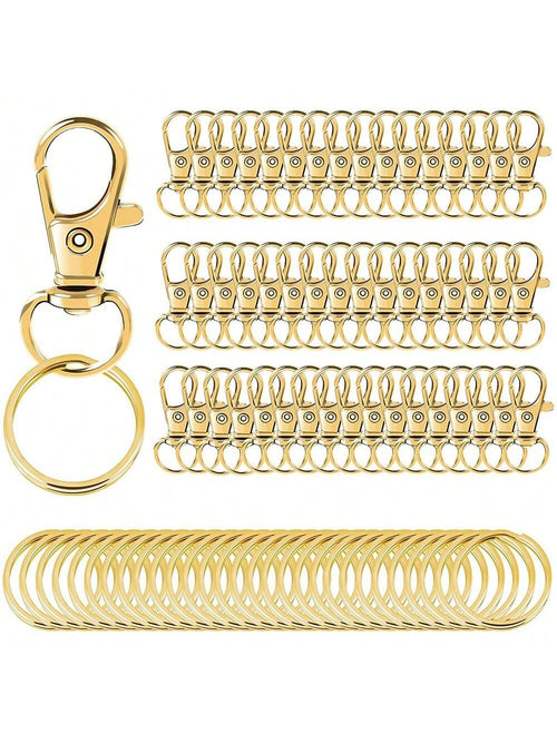 1set 100pcs Diy Accessories Keychain Lobster Clasp Rotating Buckle For Key Ring Pet Leash Purse Decoration Key Chain Charms Carabiner Clip