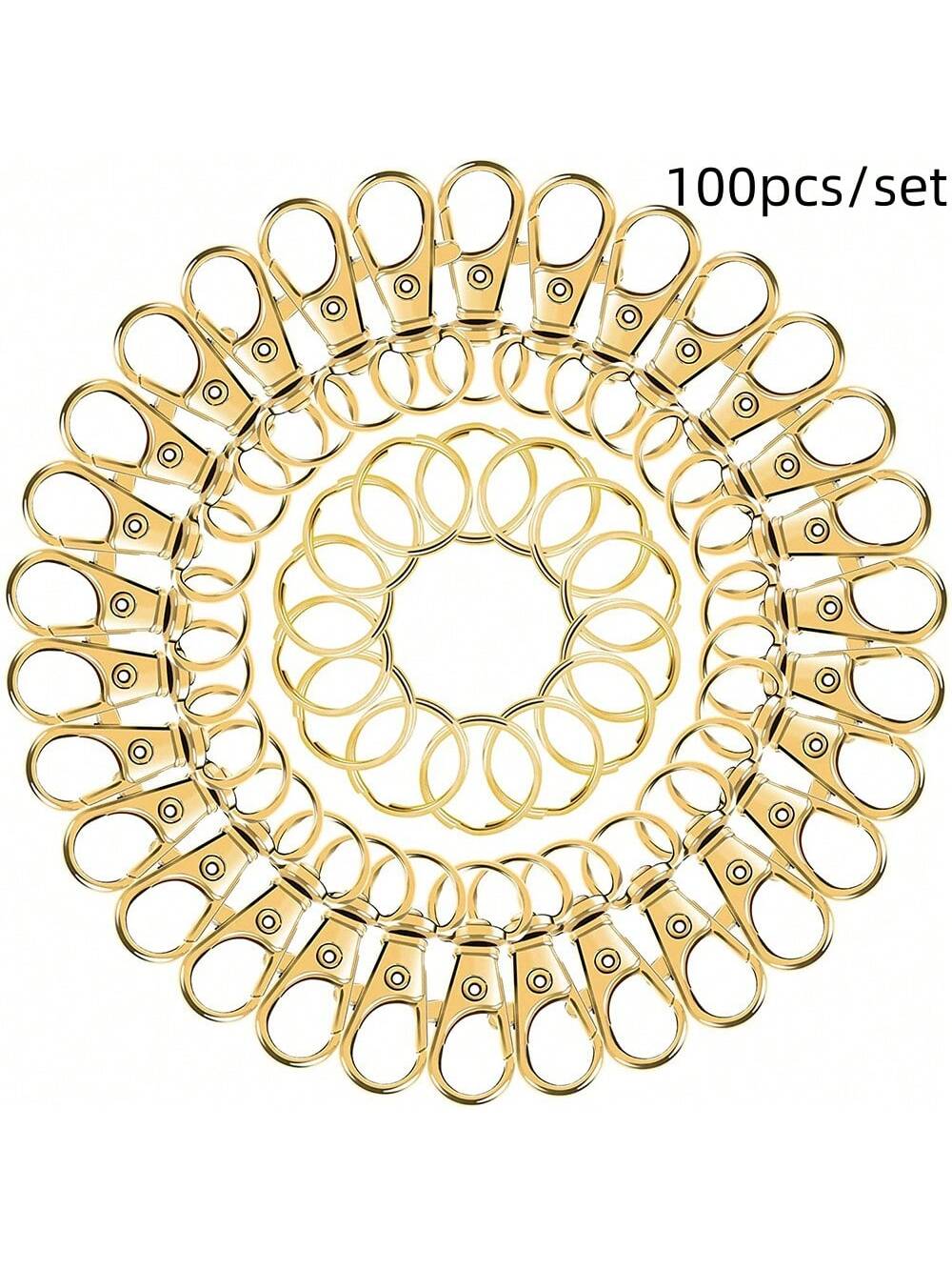 1set 100pcs Diy Accessories Keychain Lobster Clasp Rotating Buckle For Key Ring Pet Leash Purse Decoration Key Chain Charms Carabiner Clip
