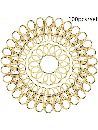 1set 100pcs Diy Accessories Keychain Lobster Clasp Rotating Buckle For Key Ring Pet Leash Purse Decoration Key Chain Charms Carabiner Clip