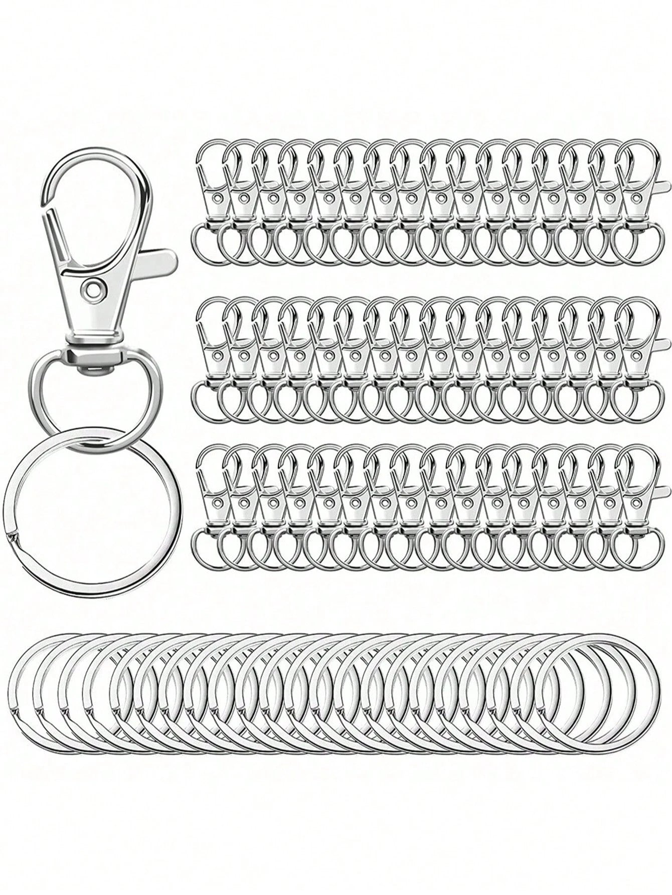 1set 100pcs Diy Accessories Keychain Lobster Clasp Rotating Buckle For Key Ring Pet Leash Purse Decoration Key Chain Charms Carabiner Clip