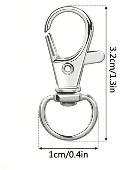 1set 100pcs Diy Accessories Keychain Lobster Clasp Rotating Buckle For Key Ring Pet Leash Purse Decoration Key Chain Charms Carabiner Clip
