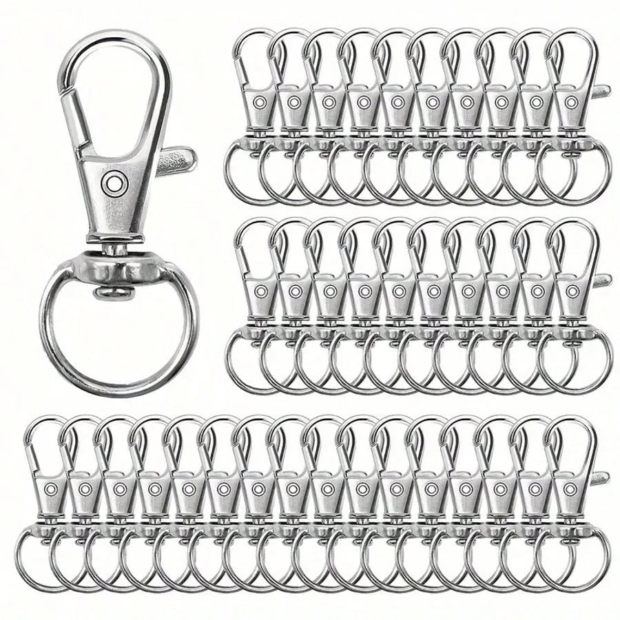 1set 100pcs Diy Accessories Keychain Lobster Clasp Rotating Buckle For Key Ring Pet Leash Purse Decoration Key Chain Charms Carabiner Clip