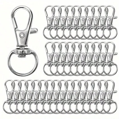 1set 100pcs Diy Accessories Keychain Lobster Clasp Rotating Buckle For Key Ring Pet Leash Purse Decoration Key Chain Charms Carabiner Clip