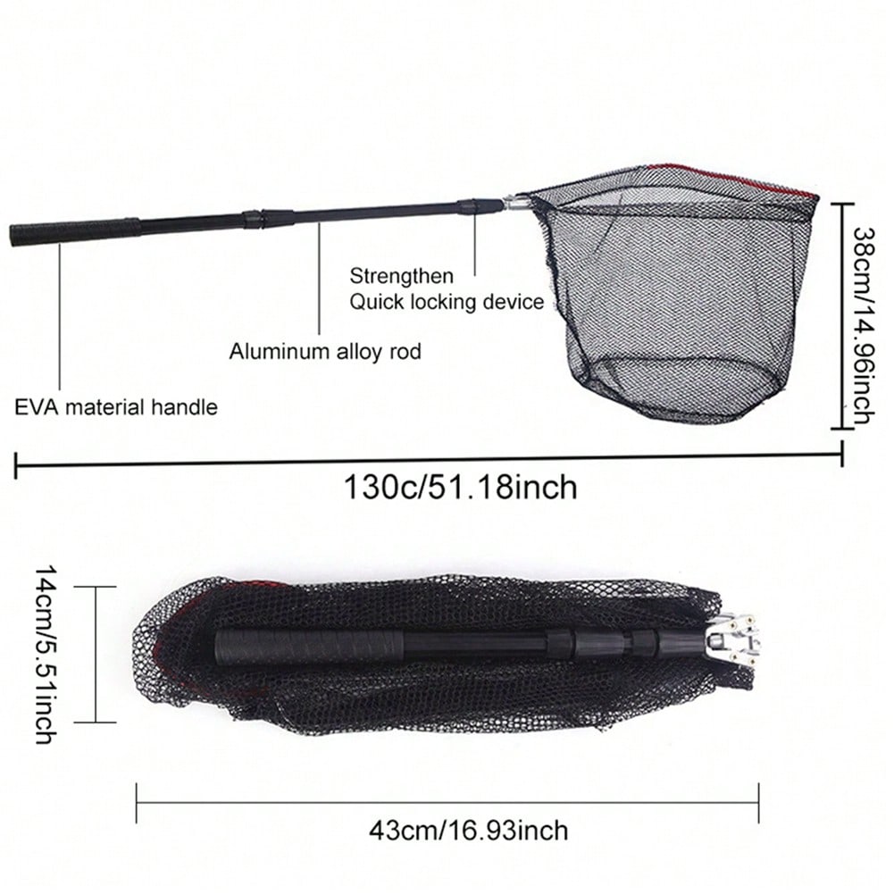 1Ultra-Lightweight Foldable Fishing Net- Durable Aluminum Alloy Telescopic Handle- Ideal For Any Fishing Adventure