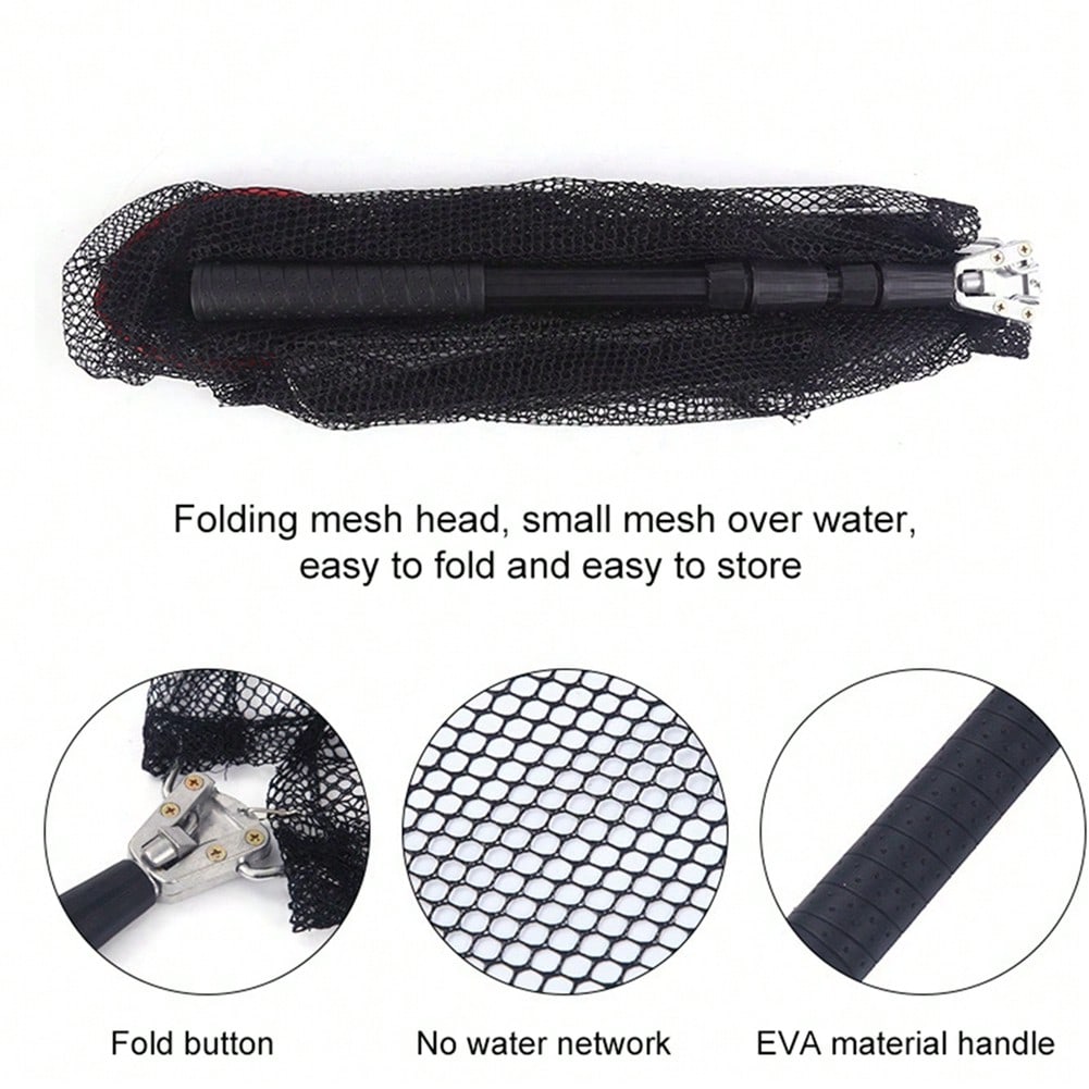 1Ultra-Lightweight Foldable Fishing Net- Durable Aluminum Alloy Telescopic Handle- Ideal For Any Fishing Adventure