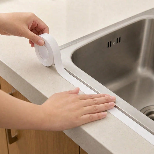 2/1 Roll Waterproof White PVC Self-Adhesive Tape- Perfect For Bathroom, Sink And Kitchen- Super Strong Adhesion! Home Bathroom Decor Autumn Decor Back To School