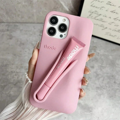 2 13 14 15 16 Pro Max Plus 17 Air Makeup Lip Gloss Silicone Cover With Lip GlazeValentine's Day Gifts Beach Blue Phone Case Summer Fundas Para 16 15 Case Phone Cases Yellow Phone Case Phone Grip 14 Ca