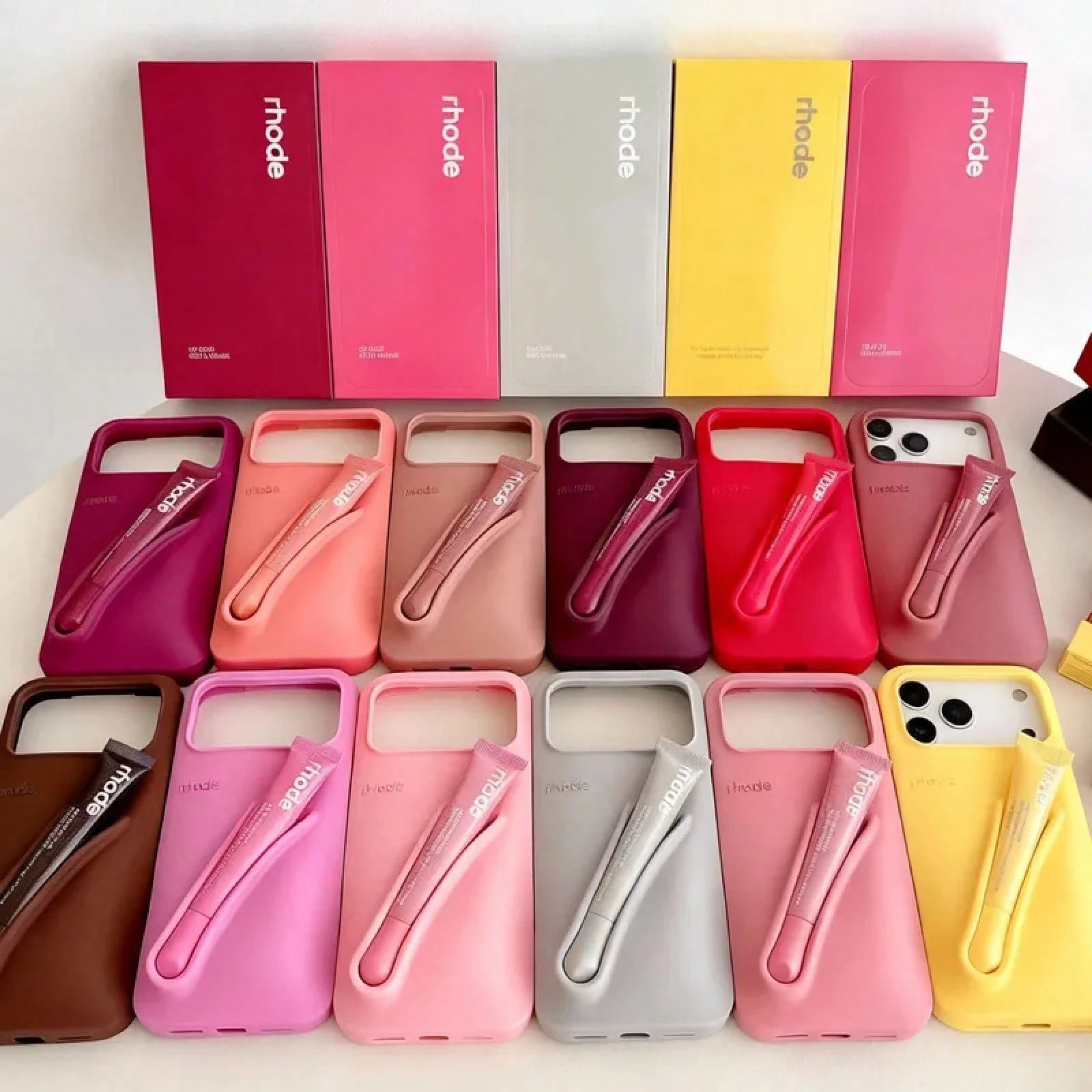 2 13 14 15 16 Pro Max Plus 17 Air Makeup Lip Gloss Silicone Cover With Lip GlazeValentine's Day Gifts Beach Blue Phone Case Summer Fundas Para 16 15 Case Phone Cases Yellow Phone Case Phone Grip 14 Ca