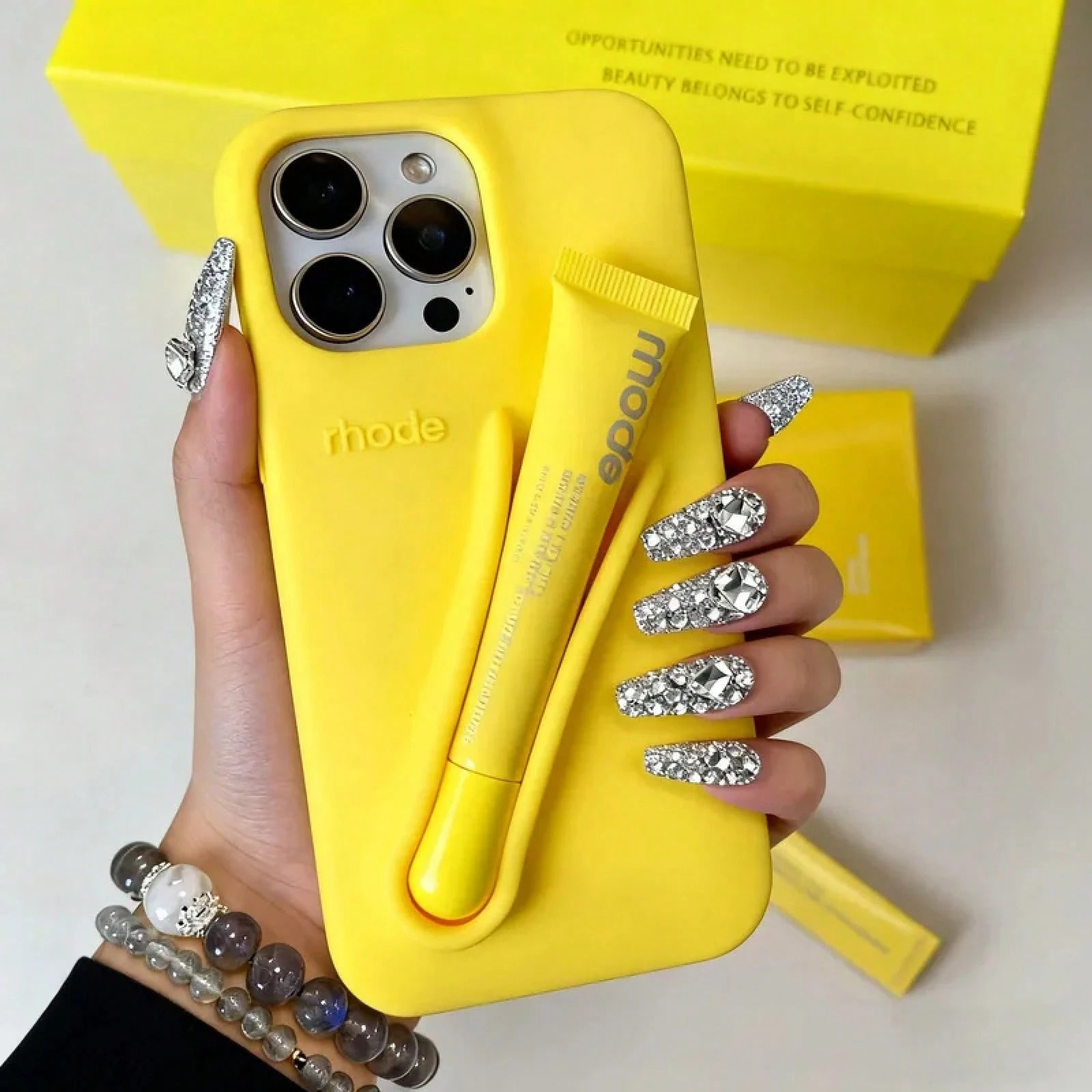 2 13 14 15 16 Pro Max Plus 17 Air Makeup Lip Gloss Silicone Cover With Lip GlazeValentine's Day Gifts Beach Blue Phone Case Summer Fundas Para 16 15 Case Phone Cases Yellow Phone Case Phone Grip 14 Ca