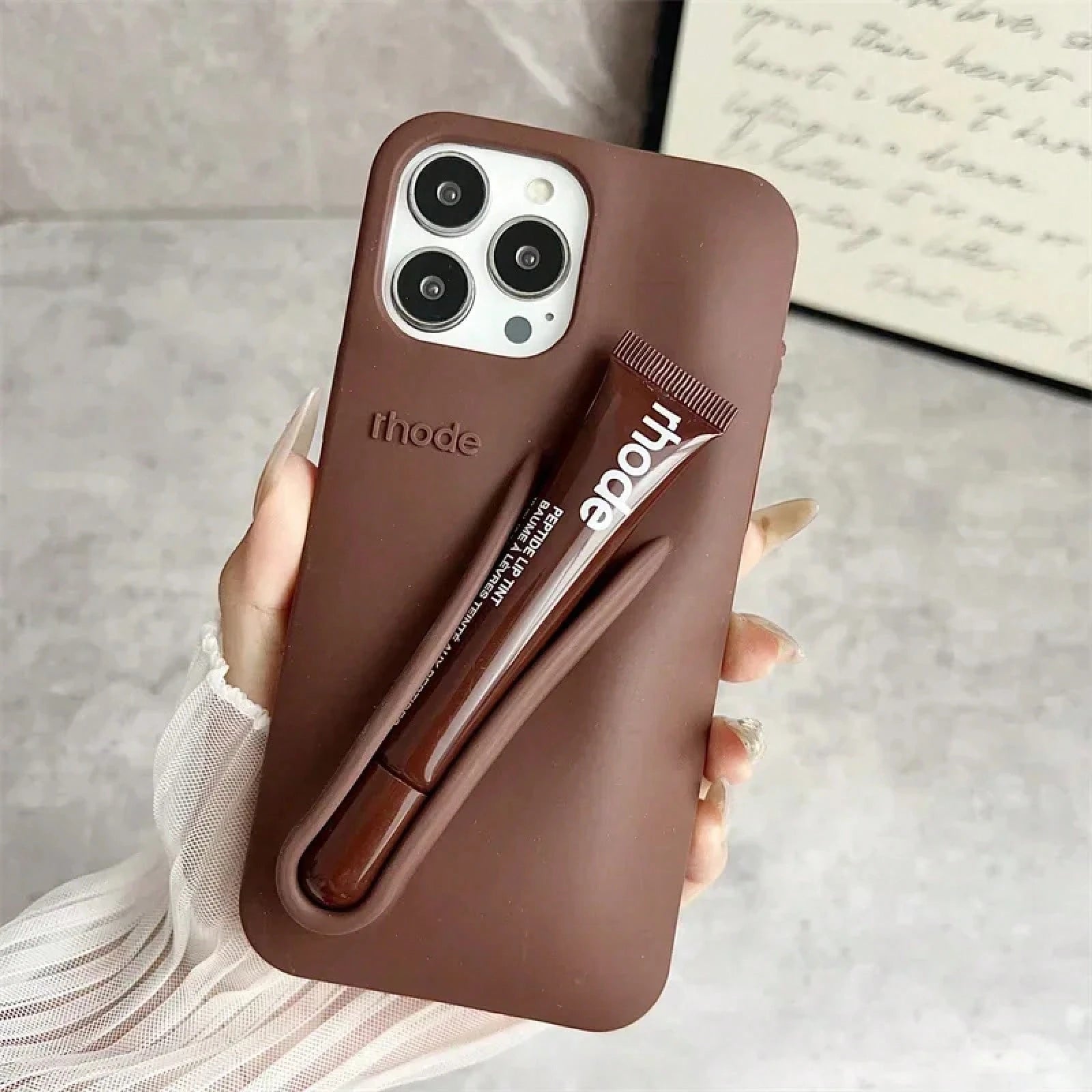 2 13 14 15 16 Pro Max Plus 17 Air Makeup Lip Gloss Silicone Cover With Lip GlazeValentine's Day Gifts Beach Blue Phone Case Summer Fundas Para 16 15 Case Phone Cases Yellow Phone Case Phone Grip 14 Ca