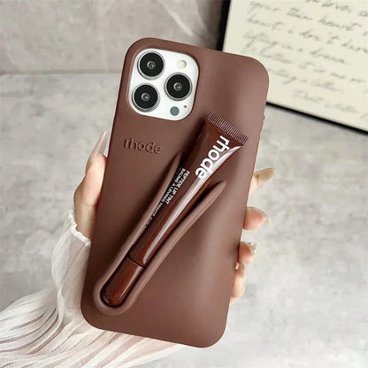 2 13 14 15 16 Pro Max Plus 17 Air Makeup Lip Gloss Silicone Cover With Lip GlazeValentine's Day Gifts Beach Blue Phone Case Summer Fundas Para 16 15 Case Phone Cases Yellow Phone Case Phone Grip 14 Ca