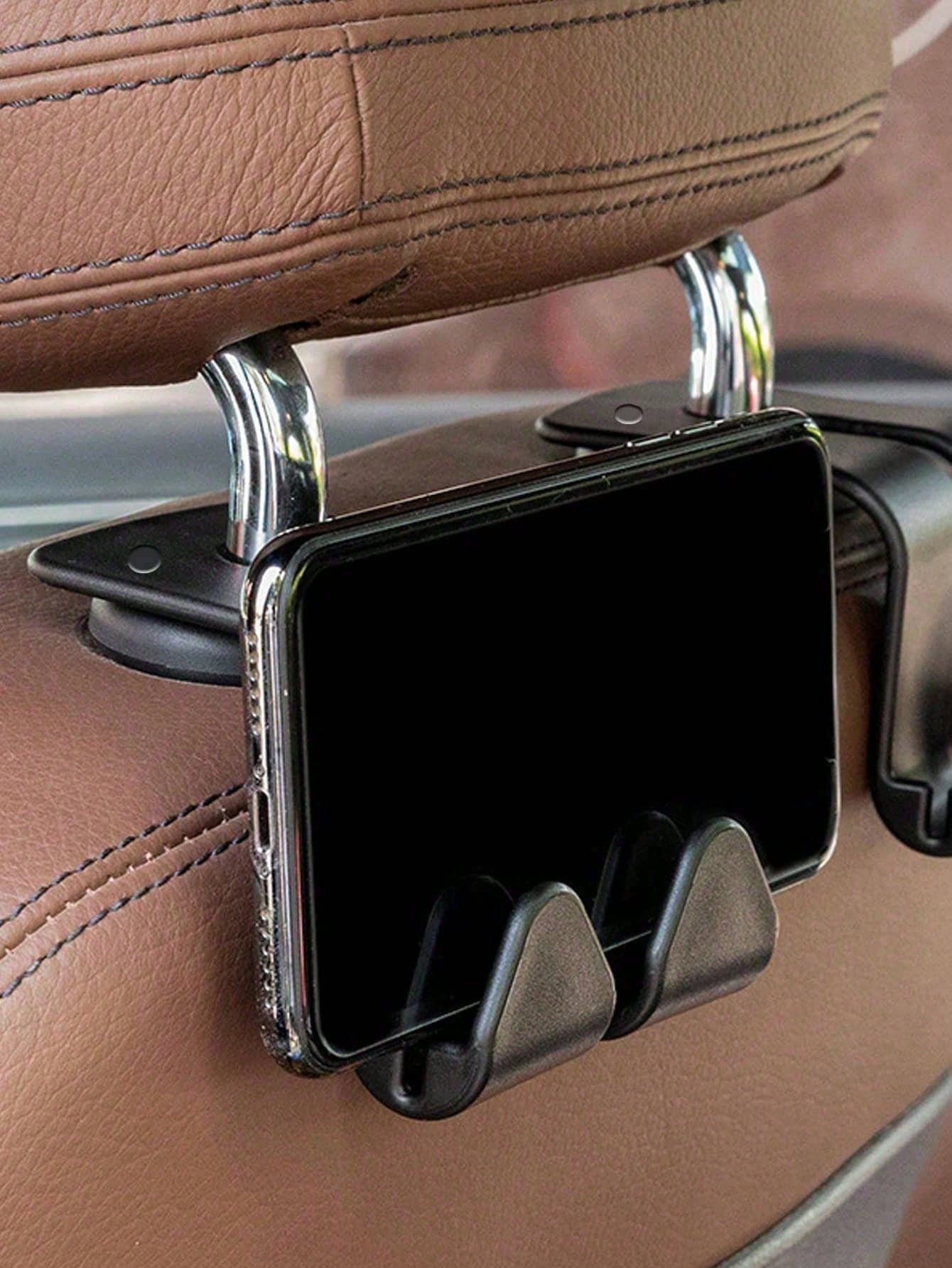 2/1pc Car Back Seat Headrest Hook For Hanging Bag, Universal Vehicle Auto Multi-Purpose Dual Hooks