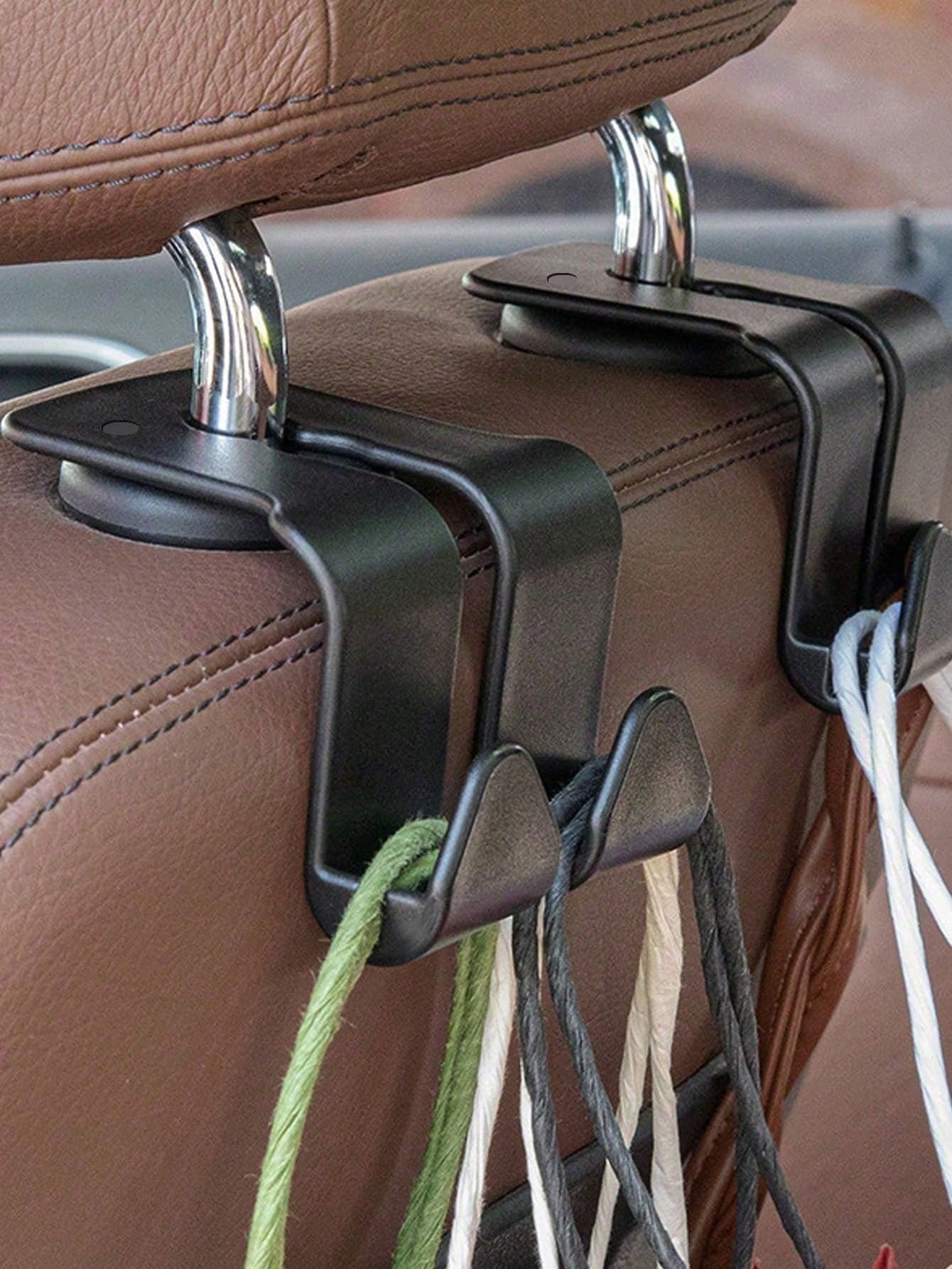 2/1pc Car Back Seat Headrest Hook For Hanging Bag, Universal Vehicle Auto Multi-Purpose Dual Hooks