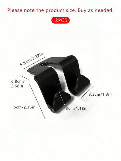 2/1pc Car Back Seat Headrest Hook For Hanging Bag, Universal Vehicle Auto Multi-Purpose Dual Hooks