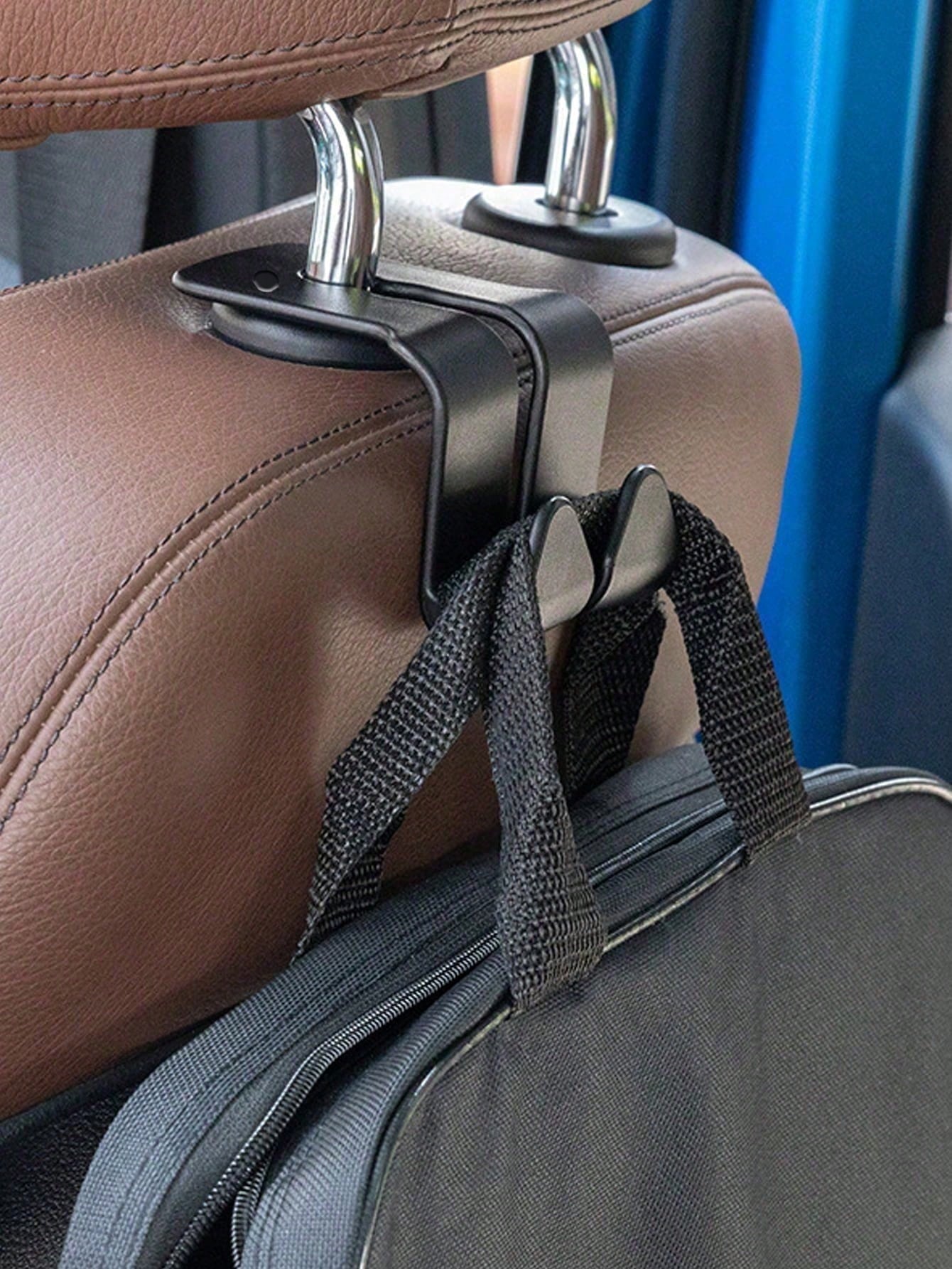 2/1pc Car Back Seat Headrest Hook For Hanging Bag, Universal Vehicle Auto Multi-Purpose Dual Hooks