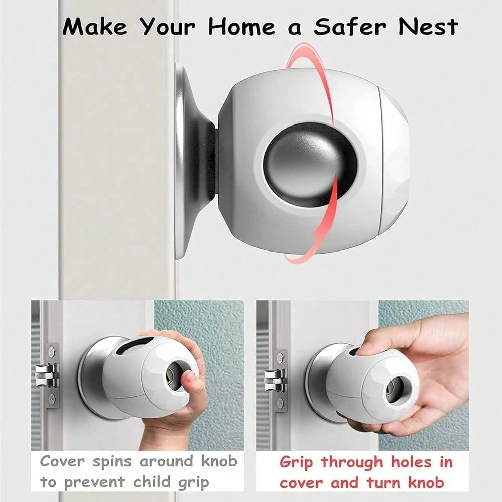 2/1pc Children Safety Door Handle Guard Cover, Baby Anti-Theft Door Lock, Door Handle Protective Sleeve, Child-Proof Door Opening, White