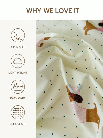 2/3pcs Bedding Set (1 Duvet Cover + 1/2 Pillowcase, Comforter Not Included), Polka Dot Dachshund Print Bedding Set, Soft & Comfortable Duvet Cover, Suitable For Bedroom, Guest Room