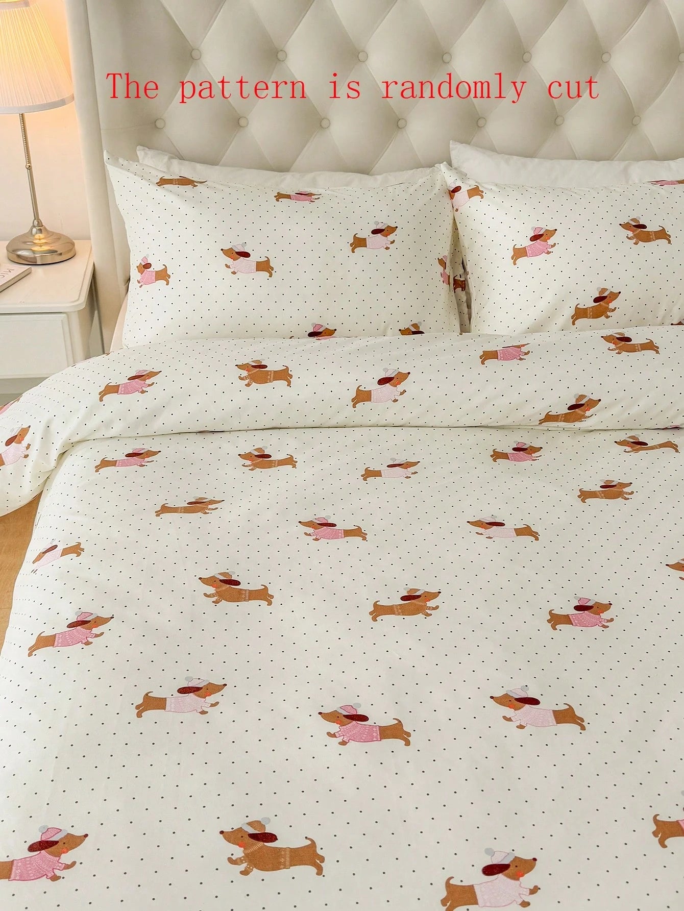 2/3pcs Bedding Set (1 Duvet Cover + 1/2 Pillowcase, Comforter Not Included), Polka Dot Dachshund Print Bedding Set, Soft & Comfortable Duvet Cover, Suitable For Bedroom, Guest Room