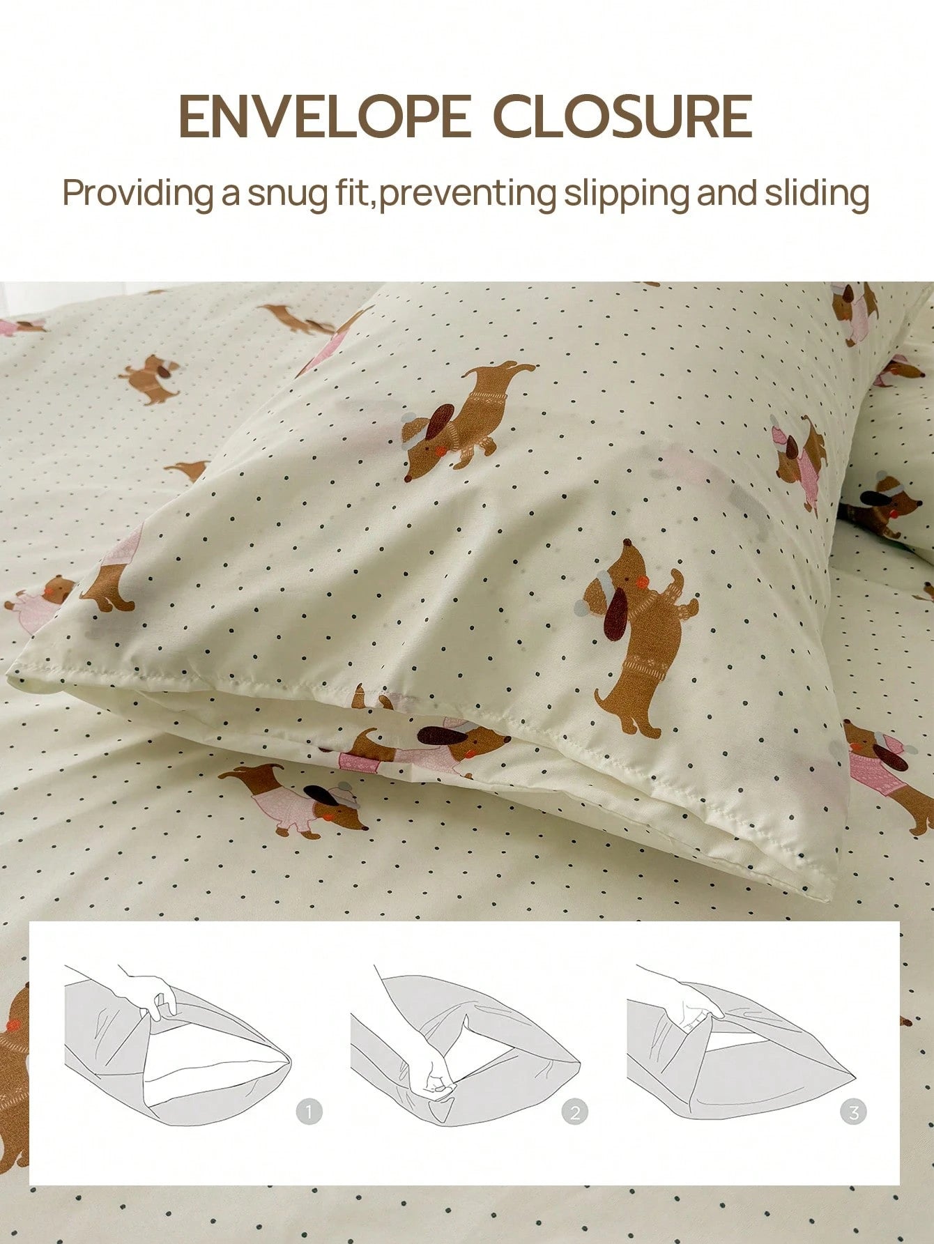 2/3pcs Bedding Set (1 Duvet Cover + 1/2 Pillowcase, Comforter Not Included), Polka Dot Dachshund Print Bedding Set, Soft & Comfortable Duvet Cover, Suitable For Bedroom, Guest Room