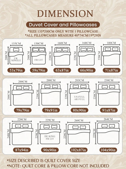 2/3pcs Brown Heart Print Duvet Cover Set, Bedding Set, Comfortable And Breathable, Lightweight And Anti-Pilling, Machine Washable, Room Decor, Bedroom Decor, Dorm Bedding, Suitable For All Seasons, Fi