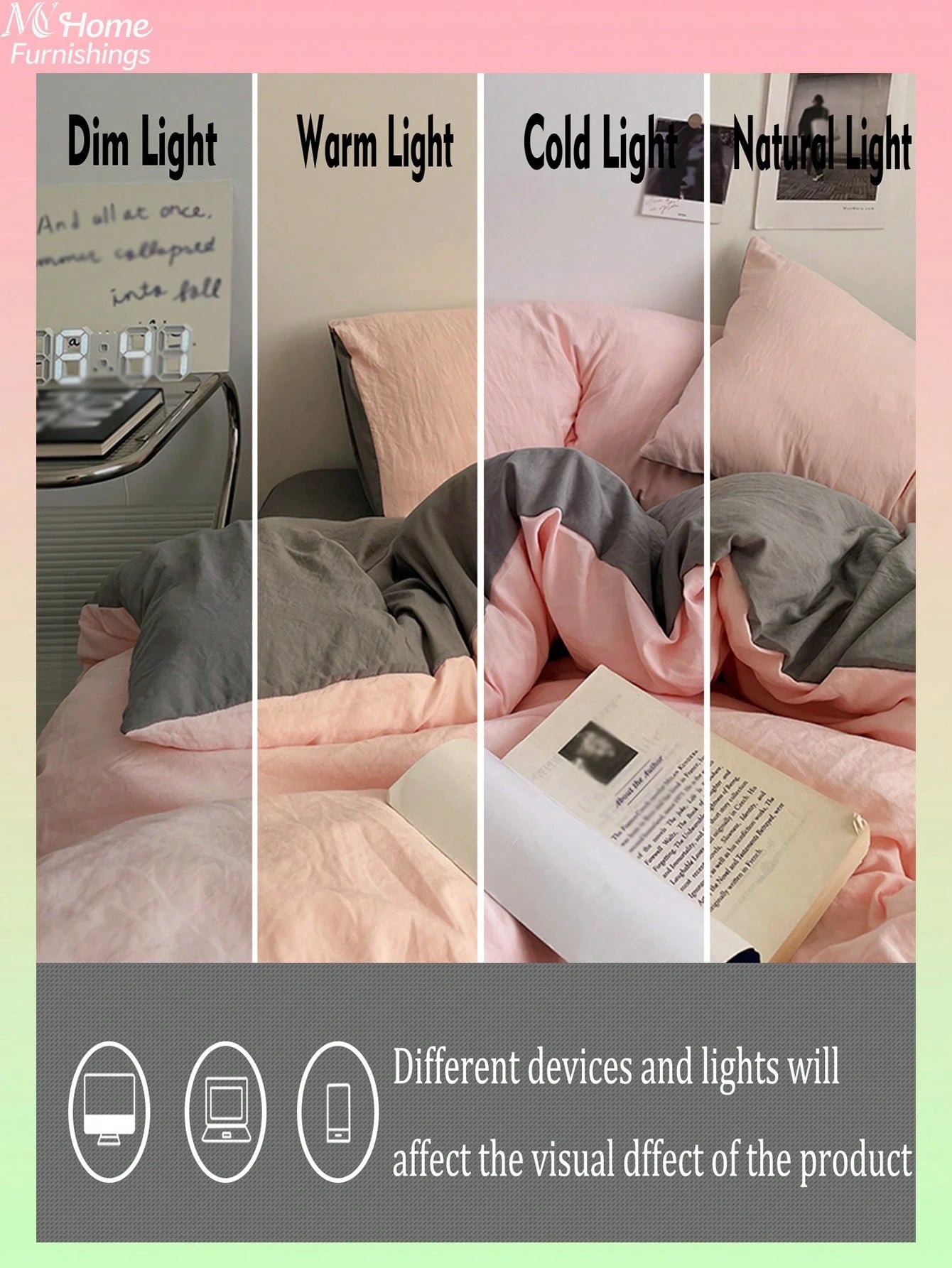2/3pcs Light Pink & Light Gray Bedding Set, 1 Duvet Cover & 2 Pillowcases, Dorm Bedding For Boys & Girls, Simple & Fashionable Home Decor, Soft & Comfortable Bedroom Bedding, Fashion Set, Machine Wash