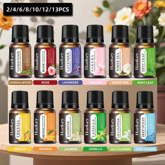 2/4/6/8/10/12/13 PCS Aromatherapy Essential Oil Set, Fragrance, Aromatherapy Essential Oil Diffuser, Scented Candle, Aroma Diffuser Burner, Aroma Stone, Humidifier, Car Aromatherapy, Home Aromatherapy