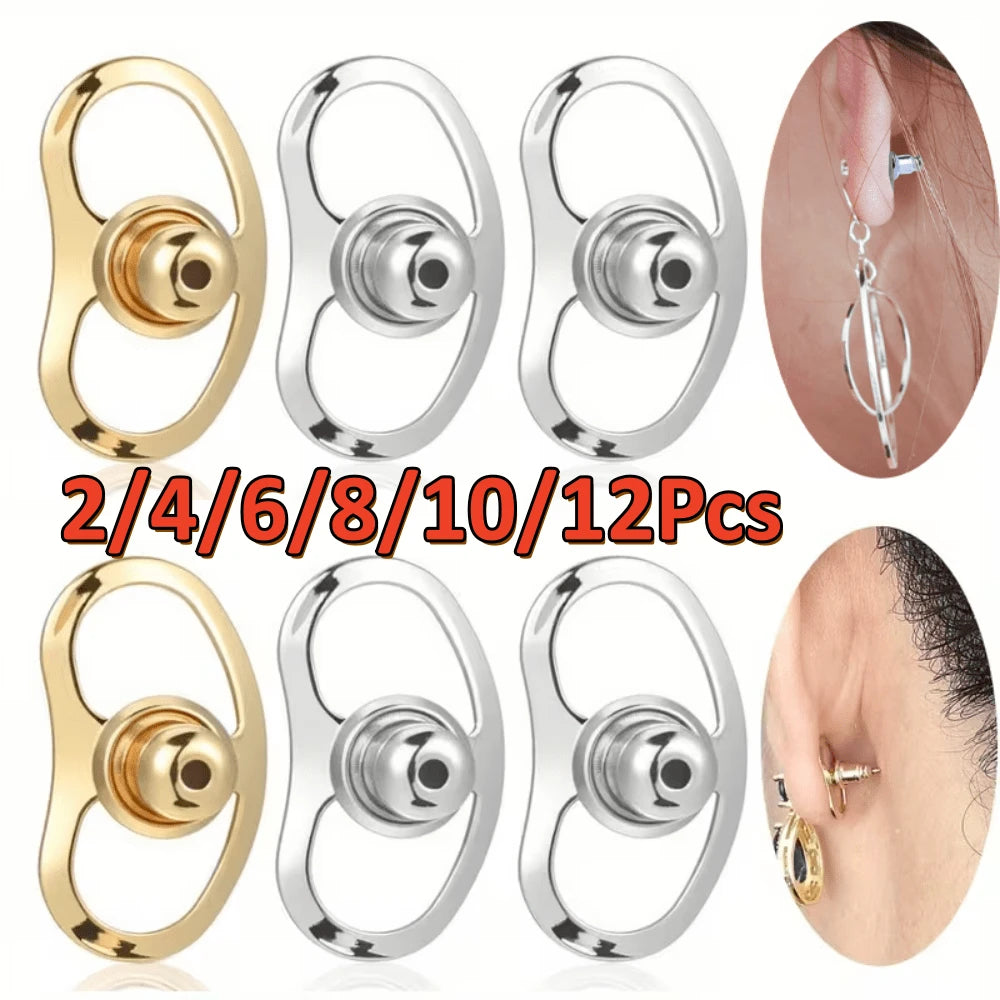 2/4/6/8/10/12Pcs Earring Lifters & Backs – Hypoallergenic Support Devices Designed For Drooping Ears, Adjustable Secure Earring Accessories Suitable For Heavy Earrings