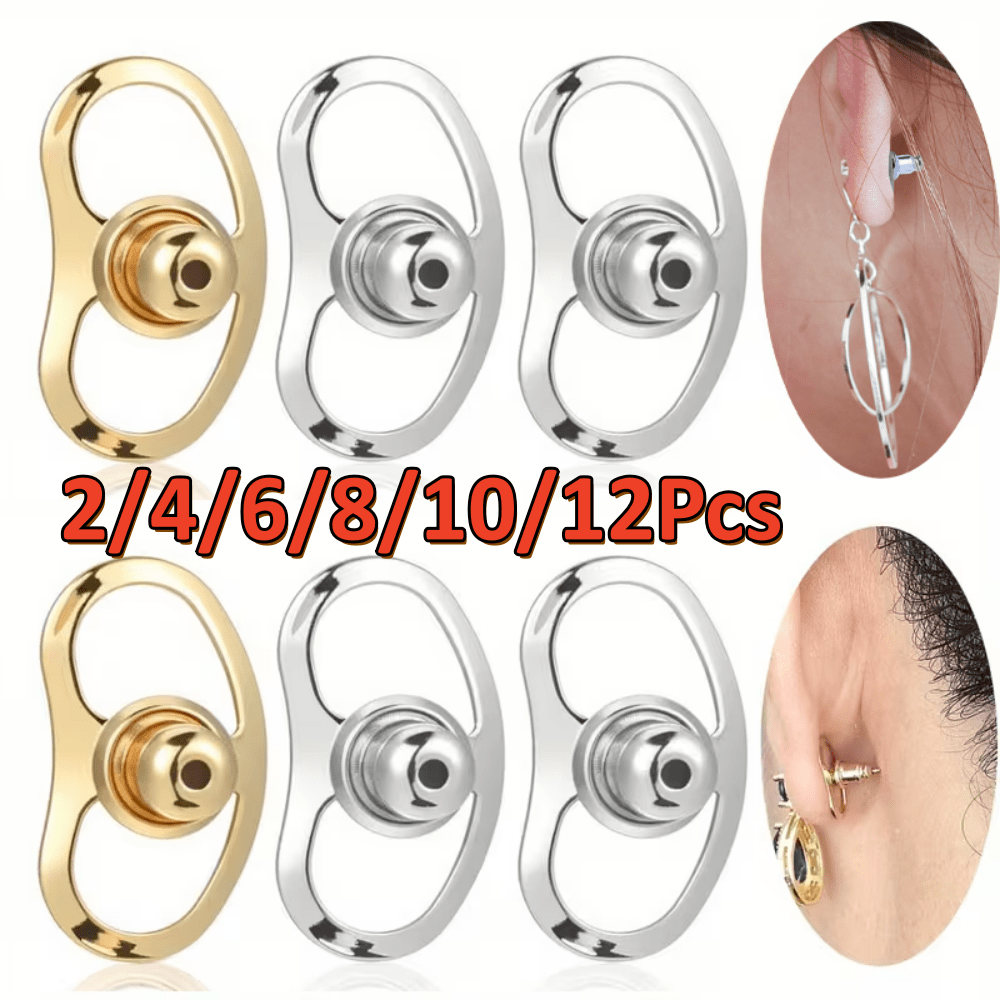 2/4/6/8/10/12Pcs Earring Lifters & Backs – Hypoallergenic Support Devices Designed For Drooping Ears, Adjustable Secure Earring Accessories Suitable For Heavy Earrings