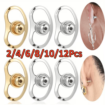2/4/6/8/10/12Pcs Earring Lifters & Backs – Hypoallergenic Support Devices Designed For Drooping Ears, Adjustable Secure Earring Accessories Suitable For Heavy Earrings