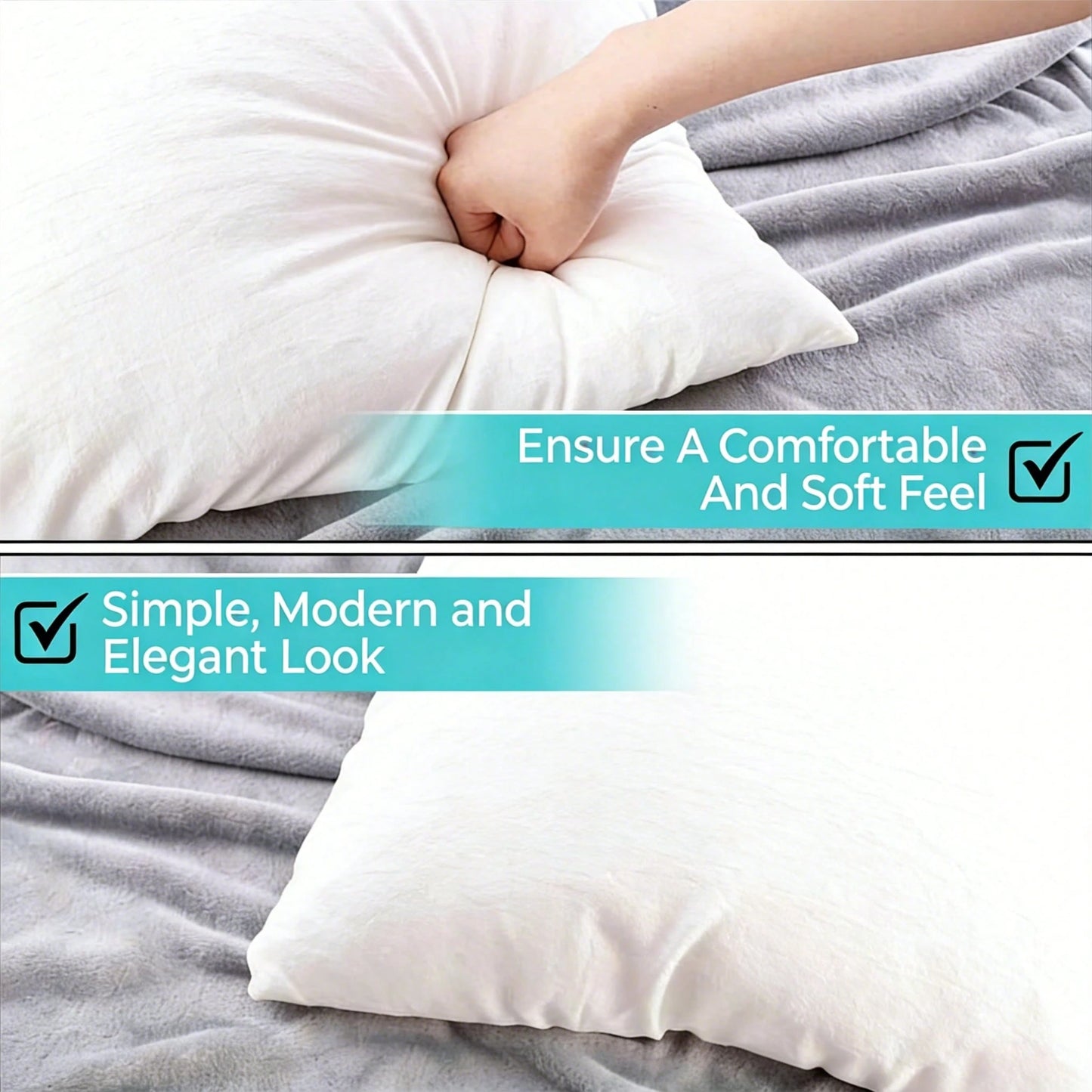 2/4-Piece White Square Pillow Inserts, Compatible With Various Pillowcase Types, Multiple Sizes Available, High-End Decorative Sofa Cushions, Soft Polyester Fabric, Machine Washable & Hypoallergenic