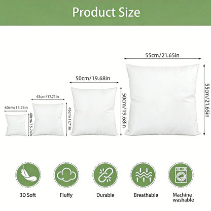 2/4-Piece White Square Pillow Inserts, Compatible With Various Pillowcase Types, Multiple Sizes Available, High-End Decorative Sofa Cushions, Soft Polyester Fabric, Machine Washable & Hypoallergenic