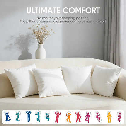 2/4-Piece White Square Pillow Inserts, Compatible With Various Pillowcase Types, Multiple Sizes Available, High-End Decorative Sofa Cushions, Soft Polyester Fabric, Machine Washable & Hypoallergenic