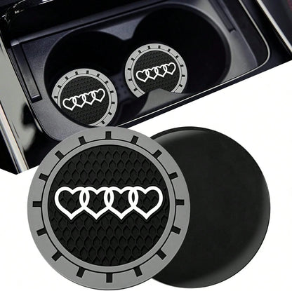2.75in 2Pack- Love Heart Car Cup Holder Coaster For Audi A3 A4 A6 A8 Q2 Q3 Q5 Q7 Q8 S3 S5 S6 RS3 RS4 RS7 R8 TT Recessed Anti Slip Silicone Cupholder Coaster Interior Accessories