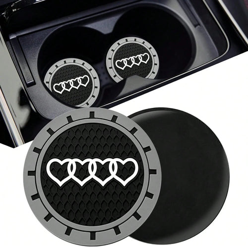 2.75in 2Pack- Love Heart Car Cup Holder Coaster For Audi A3 A4 A6 A8 Q2 Q3 Q5 Q7 Q8 S3 S5 S6 RS3 RS4 RS7 R8 TT Recessed Anti Slip Silicone Cupholder Coaster Interior Accessories