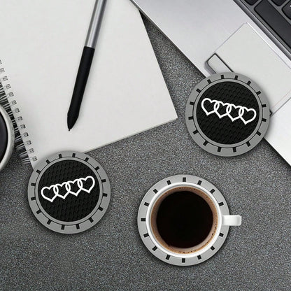 2.75in 2Pack- Love Heart Car Cup Holder Coaster For Audi A3 A4 A6 A8 Q2 Q3 Q5 Q7 Q8 S3 S5 S6 RS3 RS4 RS7 R8 TT Recessed Anti Slip Silicone Cupholder Coaster Interior Accessories