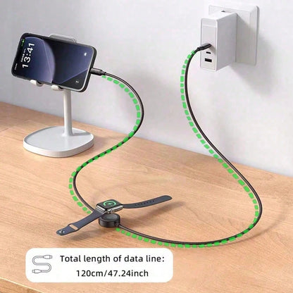 2-In-1 Braided Multi-Charging Cable, Type-C Fast Charging Cable With Built-In Magnetic Watch Charger, Compatible With IPhone 15-17 And Galaxy S21 To S26 Phones
