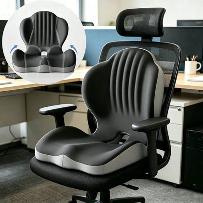 2-In-1 Lumbar Support Backrest And Seat Cushion, Shell-Shaped One-Piece Seat Cushion And Backrest, Ergonomic Memory Foam Seat Cushion, Breathable And Comfortable, Office Chair Cushion And Car Seat