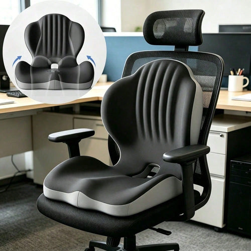 2-In-1 Lumbar Support Backrest And Seat Cushion, Shell-Shaped One-Piece Seat Cushion And Backrest, Ergonomic Memory Foam Seat Cushion, Breathable And Comfortable, Office Chair Cushion And Car Seat