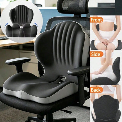 2-In-1 Lumbar Support Backrest And Seat Cushion, Shell-Shaped One-Piece Seat Cushion And Backrest, Ergonomic Memory Foam Seat Cushion, Breathable And Comfortable, Office Chair Cushion And Car Seat