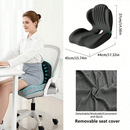 2-In-1 Lumbar Support Backrest And Seat Cushion, Shell-Shaped One-Piece Seat Cushion And Backrest, Ergonomic Memory Foam Seat Cushion, Breathable And Comfortable, Office Chair Cushion And Car Seat