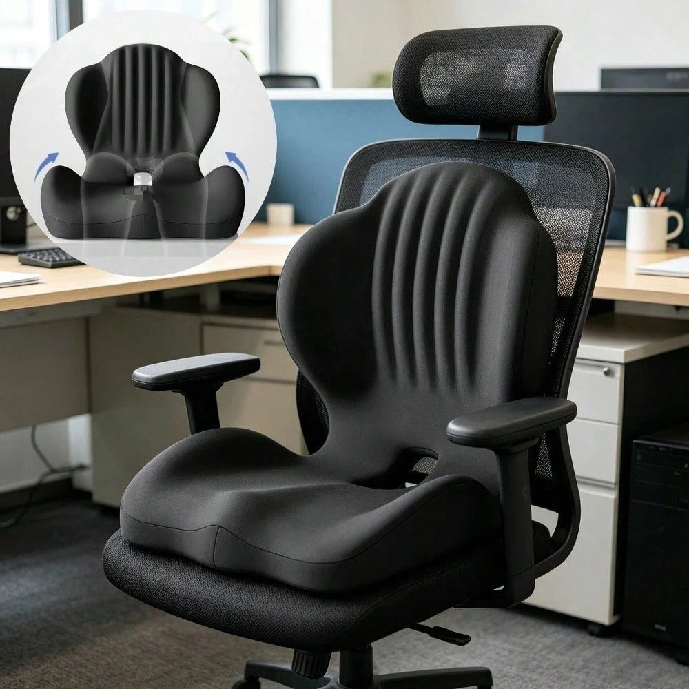 2-In-1 Lumbar Support Backrest And Seat Cushion, Shell-Shaped One-Piece Seat Cushion And Backrest, Ergonomic Memory Foam Seat Cushion, Breathable And Comfortable, Office Chair Cushion And Car Seat