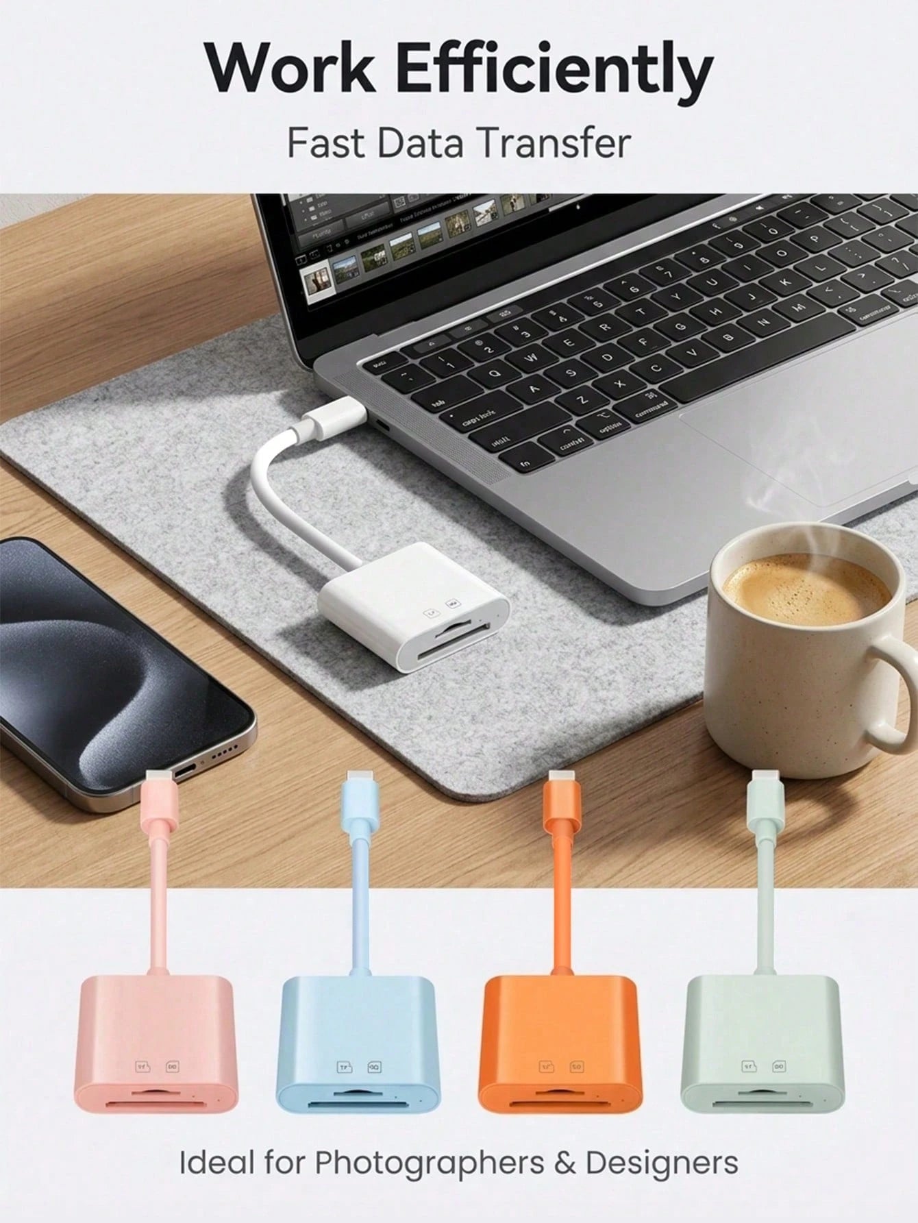 2-In-1 Type-C Card Reader, SD/TF Dual Card Slot High-Speed Data Transfer OTG Adapter, Portable Data Cable, Compatible With Camera, Phone, Laptop, For Photography Enthusiasts